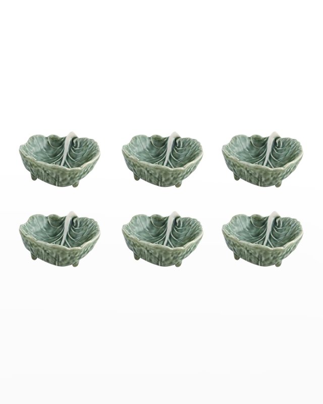 Cabbage Leaf 3" Condiment Bowls, Green - Set of 6